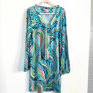 Lilly Pulitzer Multicolor Silk Cotton Blend Tunic Dress Tropical Resort XL